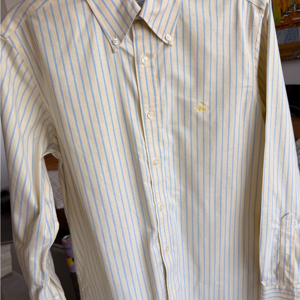 Brooks Brothers Yellow and Blue Striped Button Down Shirt
